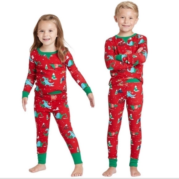 Target Wondershop Holiday Dino Print Pajama Set Toddler Size 3T - Picture 1 of 11